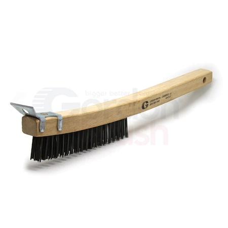 Gordon Brush 3x19 Row 0.013 CS Wire, 13-3/4 Wood Handle w Scraper Scratch Brush, PK12 403CSC